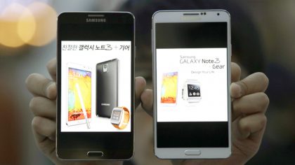 Oct. 23, 2013: An employee of Samsung Electronics holds two Galaxy Note 3 smartphones while posing for photos at a train station in Seoul, South Korea.